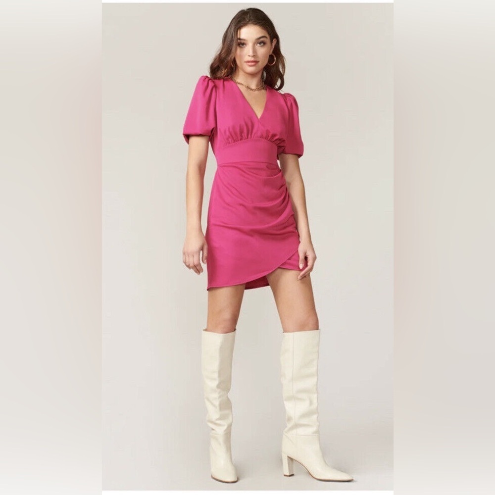 Adelyn Rae NWT Pink Nanda Puff Sleeve Mini Dress Medium